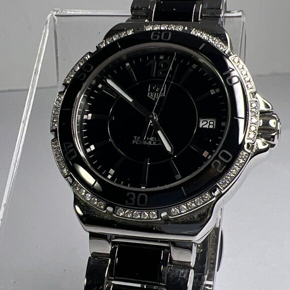 TAG Heuer Formula 1 WAH1212 Women’s 35mm Quartz Watch Black Dial Diamond Bezel - Picture 1 of 8